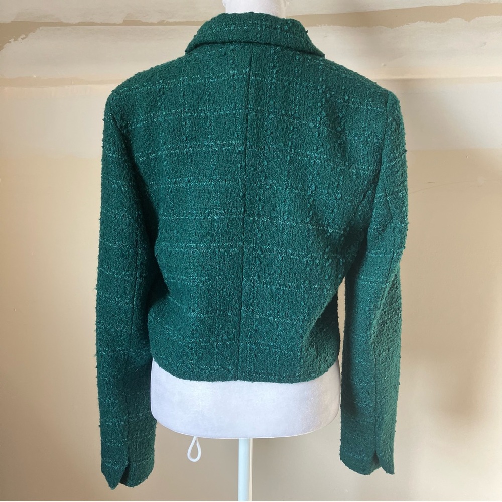 Abercrombie & Fitch Green Tweed Single Breasted Cropped Blazer size Medium - Picture 5 of 10